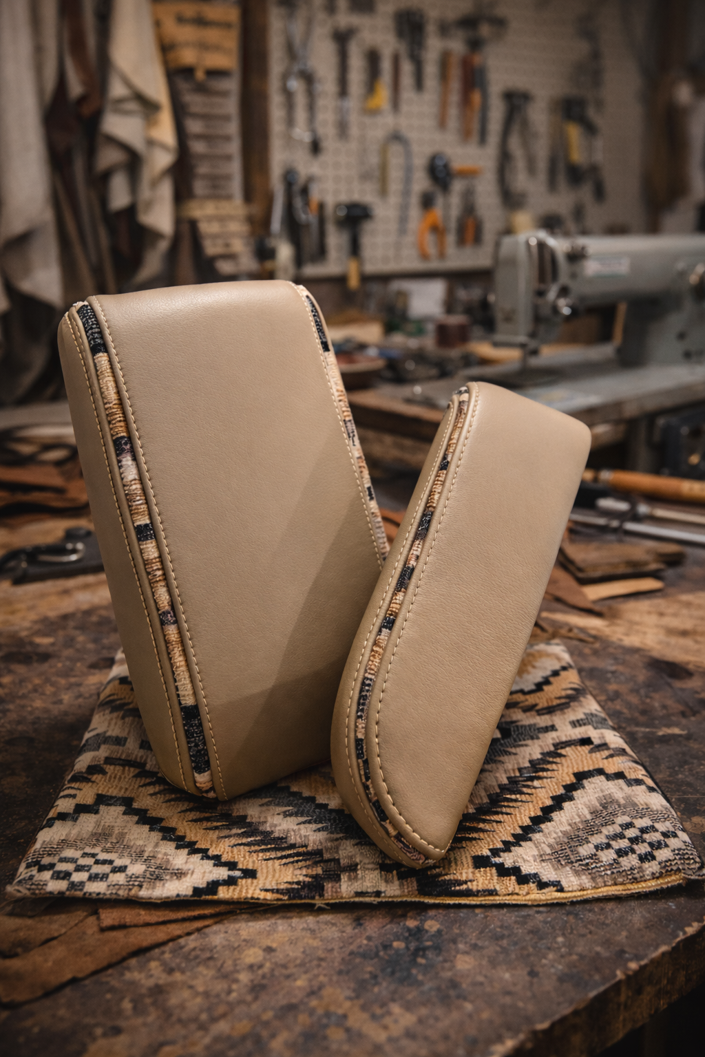 Custom armrest upholstery detail